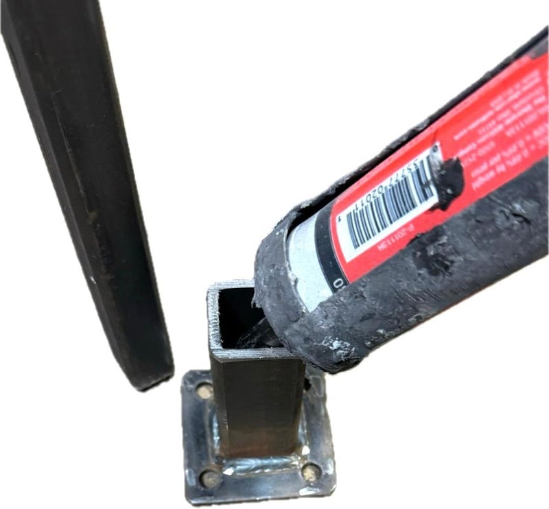 Anvil Rusty Iron Stair Posts Railing Base 4" Rail Post Repair Mount No Welding Broke Wobbly Rails-Slip-Fit Boot Handrail Repairs fits 1" Square Hollow Tube or Solid Steel Post Black Paint w/Bolts - Image 5